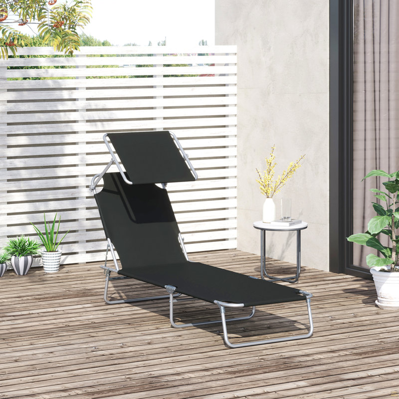 Chaise longue d'extérieur, chaise longue pliante réglable, Noir