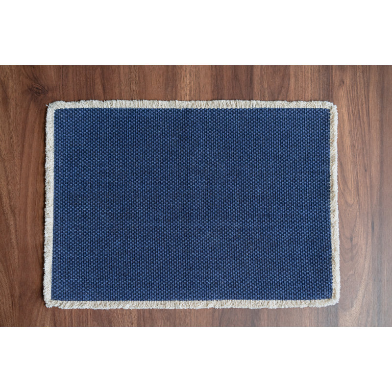 Cotton Blend No Pattern Rectangle Placemant, Navy