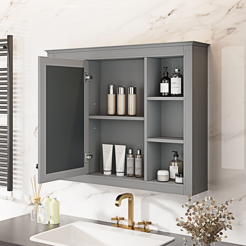 Armoire à pharmacie murale avec miroir, Gris