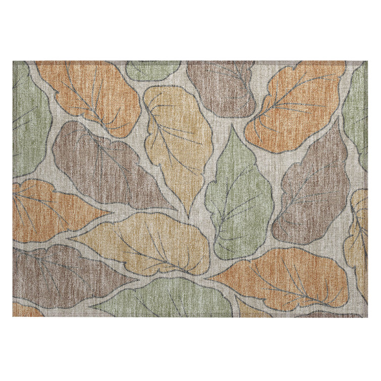 Machine Washable Indoor/Outdoor Braegger ACN2348 Botanical Rug
