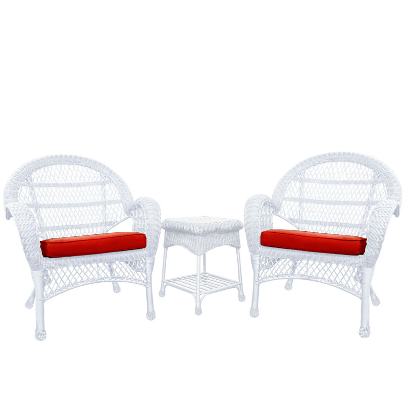 Mangum 2 - Person Patio Conversation Set with Cushions, White, Sky Blue
