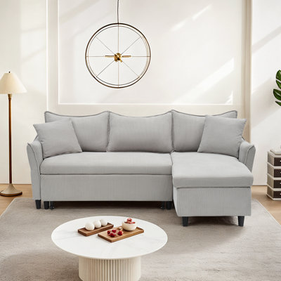 80-Inch Convertible L-Shaped Sofa Comes With Two Pillows