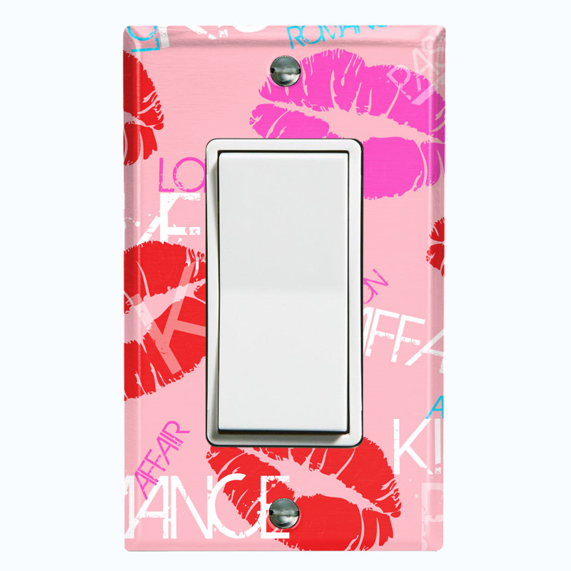 Patterned 1 - Gang Rocker Standard Wall Plate, Pink