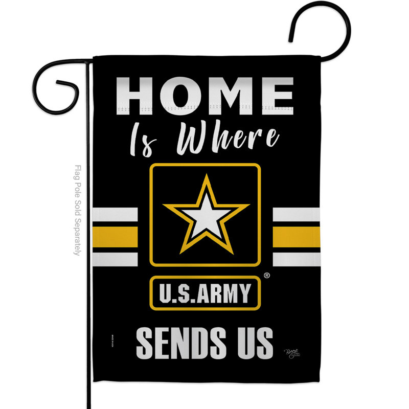 Le foyer est le matériau de la tête de marine à 2 faces polyester 18 x 13 po Drapeau de jardin, Armée