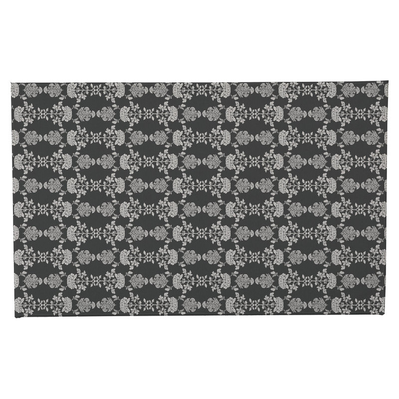 Pia Decorative Bath Mat, Single - 34" L x 21" W, Charcoal Floral
