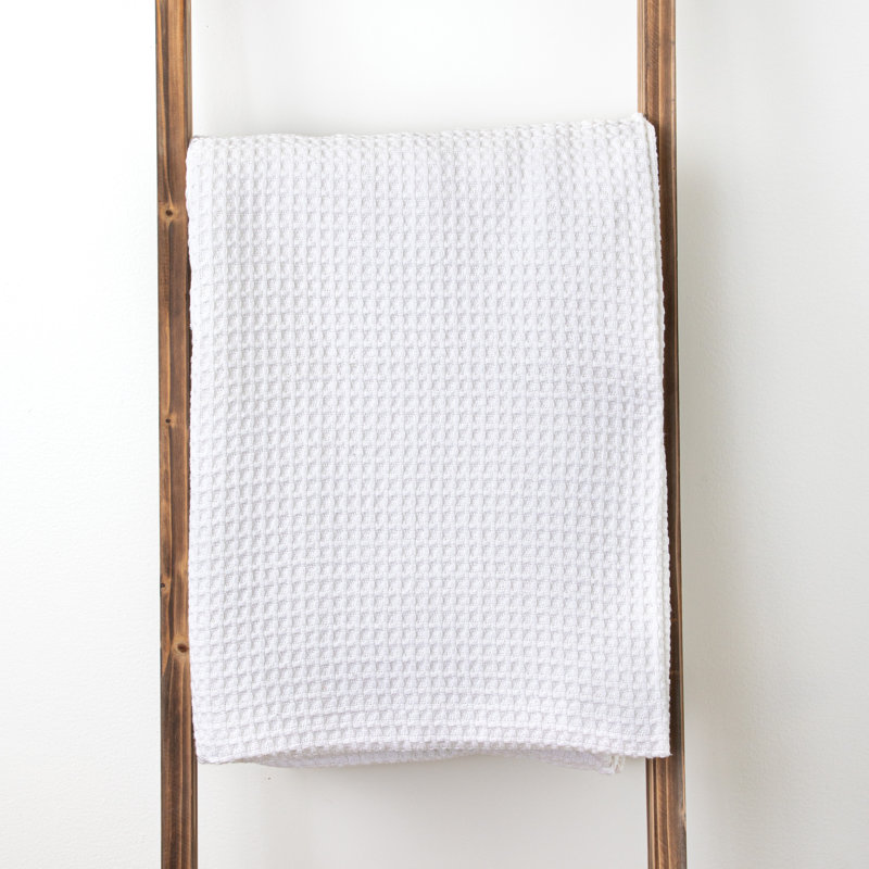 Couverture en coton Waffle Weave, Blanc, Grand