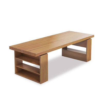 Burlywood Rectangular Solid Wood Executive Desk