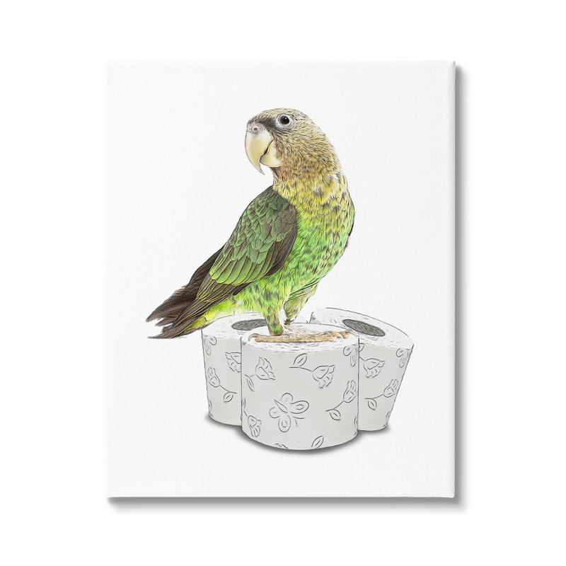 Impression sur toile Aw-324-Canvas perroquet perché, rouleaux de papier sur toile par Annalisa Latella