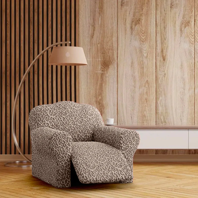 Housse extensible pour fauteuil inclinable - Qualité et style haut de gamme - Collection Jacquard, Arabesco brun