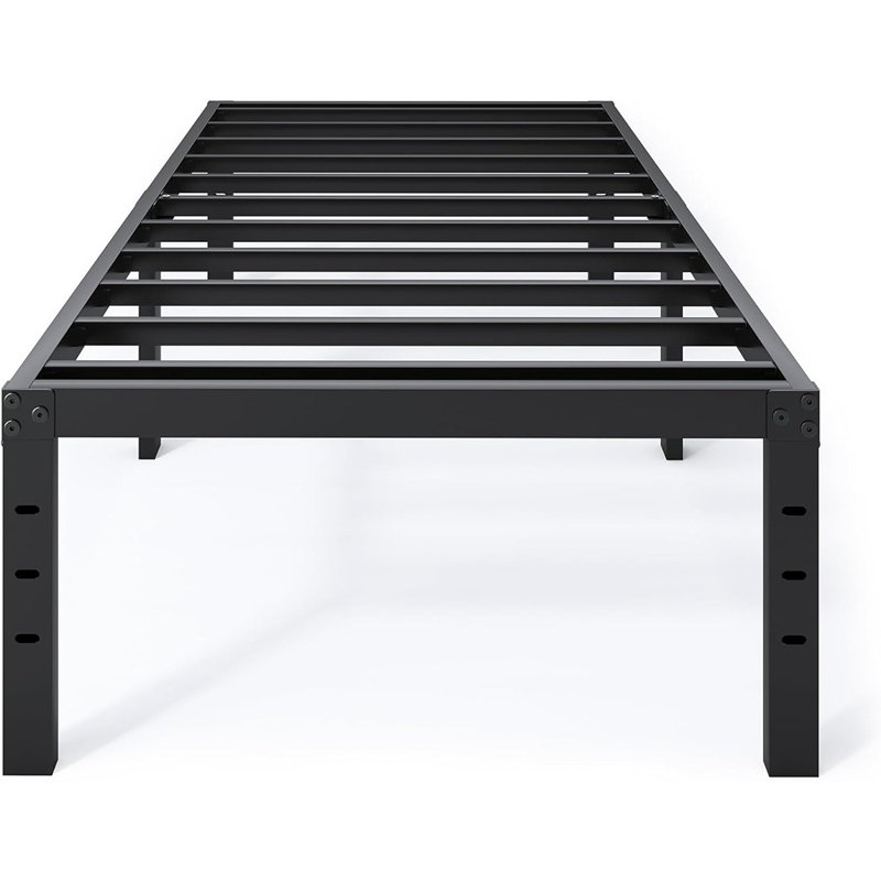 Structure de lit simple - structure de lit plateforme robuste de 18 po de taille simple, structure de lit en métal robuste sans sommier, assemblage rapide et facile, pas de bruit, noir