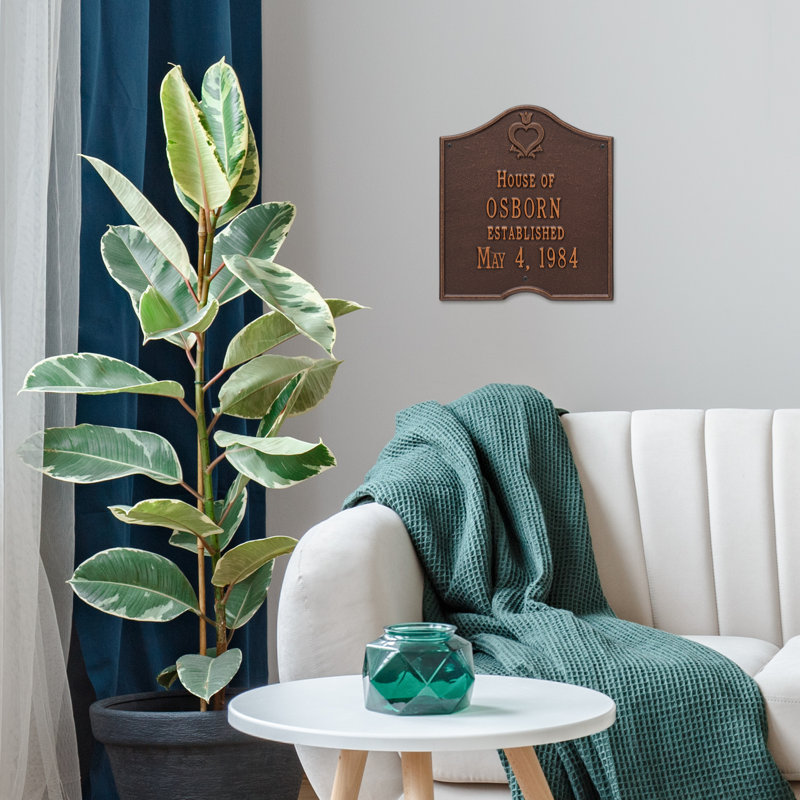 Penn 4-Line Wall Address Plaque, Antique Copper
