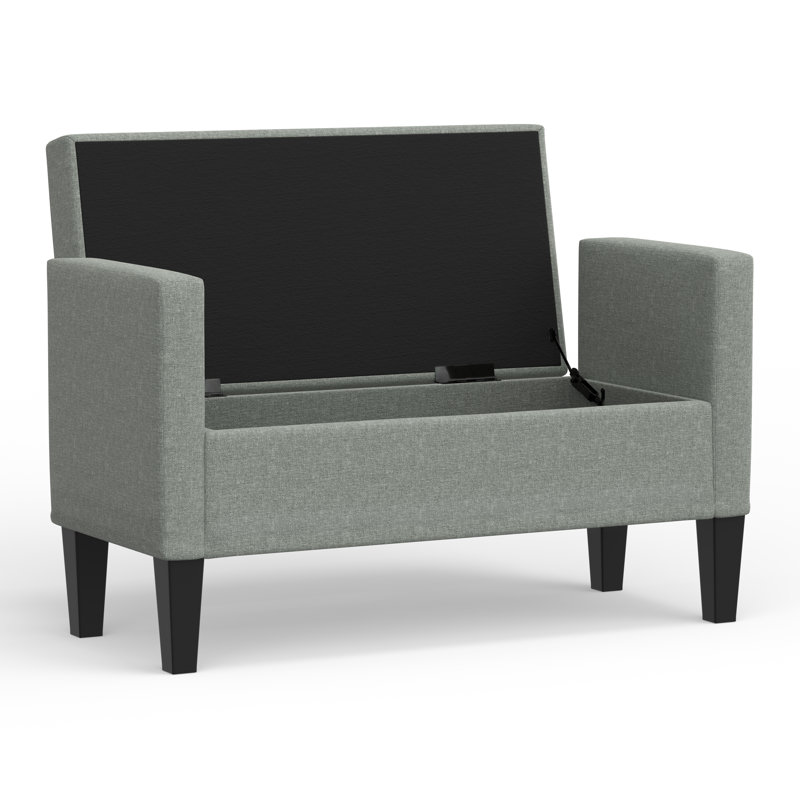 Anye Polyester Upholstered Storage Bench, 24" H x 42" W x 17.8" D, Stone
