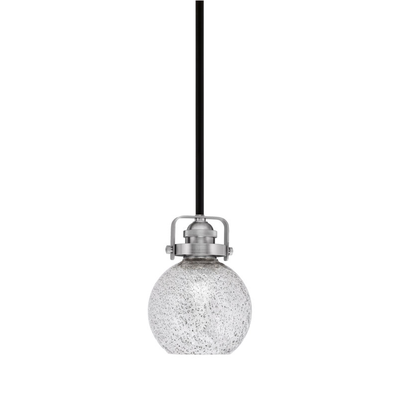 Mini-luminaire suspendu Easton avec tige en verre fumé de 5,75 po, Noir mat/nickel brossé