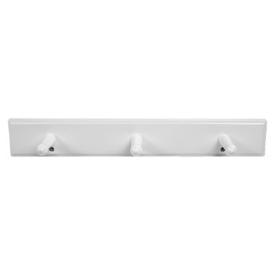 White Wood Dalton Triple Robe Hook, Bathroom, Closet, and Entryway Wall Mount