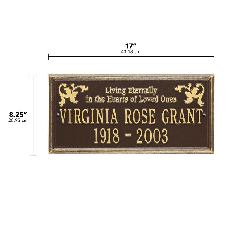 Wilmington 'Living Eternally' Memorial Plaque, Yes, Bronze/Gold