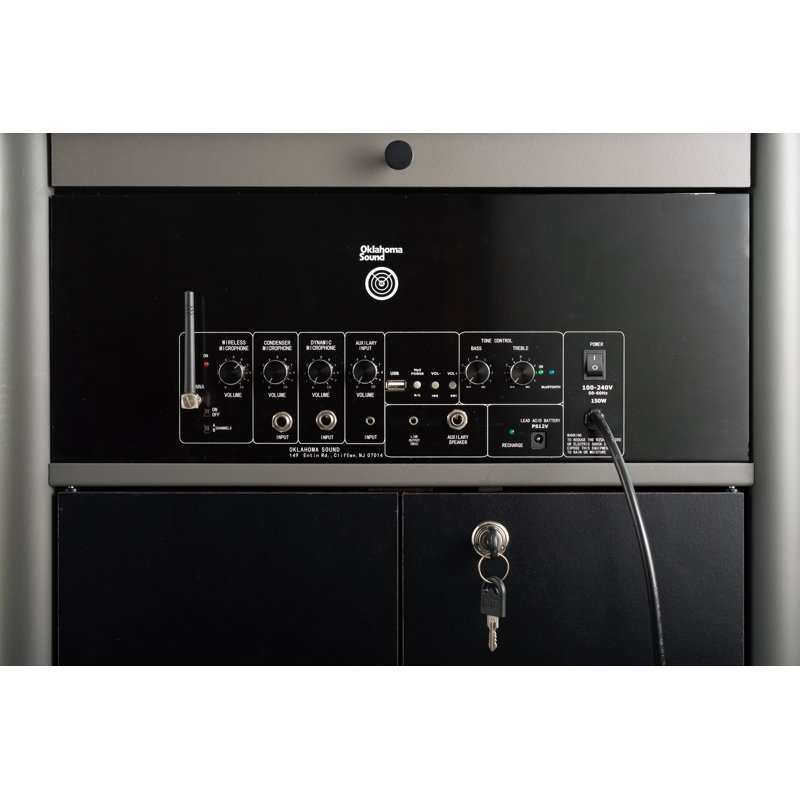 Charcoal and Black Steel Multimedia Lectern with Sound System