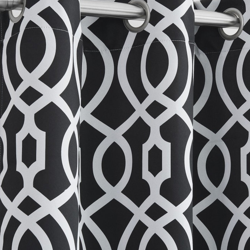 Panneau de rideau 84 "Trellis Black Out, Noir / blanc, L 76 po x L 84 po