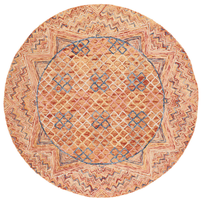 Tapis doré / rose en laine touffeté à la main Deyoung, Rond 6 pi