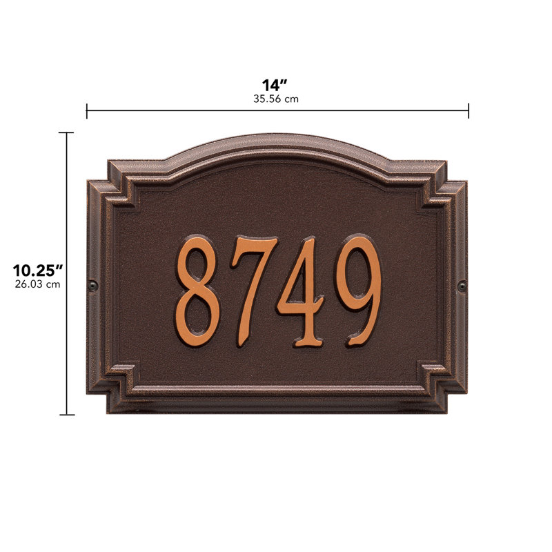 Whitehall 1-Line Wall Address Plaque, Antique Copper