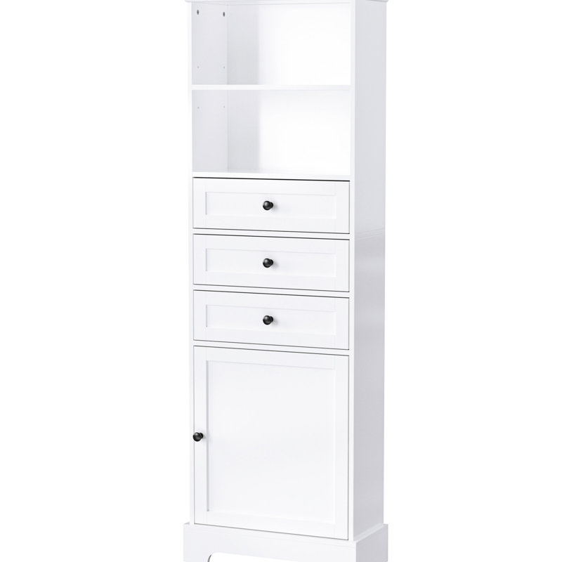 White Cabinet For Various Spaces - 3 Drawers, Adjustable Shelves, Elegant Design Storage With Shelves , Toppling Included