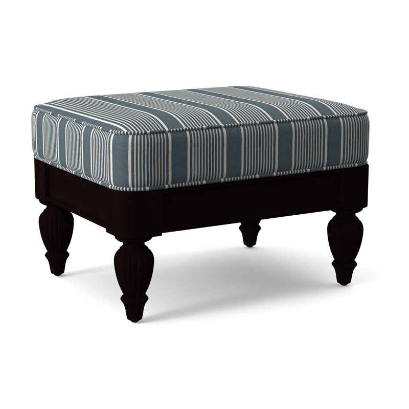 Grand View Ottoman, Java Finish, Green and Blue Stripe; 0252-54