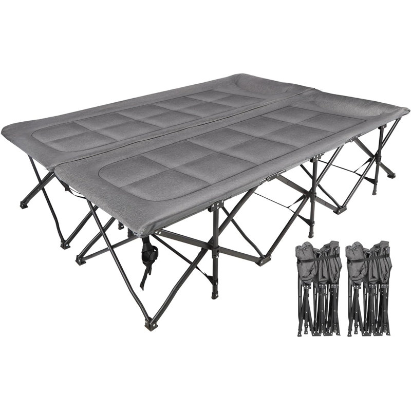 Lit de camp pliant très large 59 po pour 2 personnes avec matelas et oreiller, Double 59"W w/ Mattress