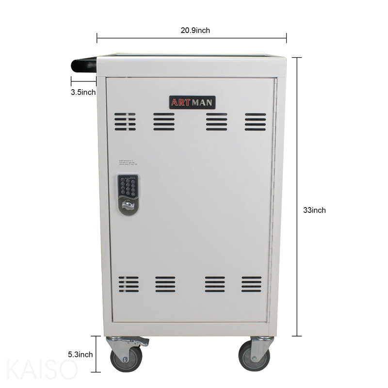 Mobile Charging Cart And Storage Organizer Cabinet For Tablets Laptops 30-Device With Combination Lock