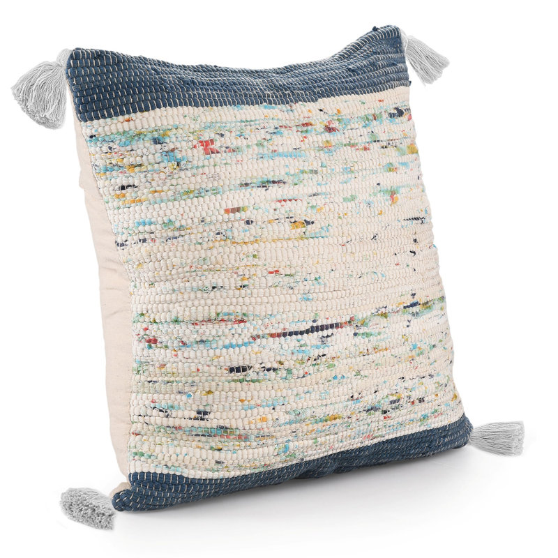 Colorful Abstract Cotton Throw Pillow Cover, Light Blue/Beige, Pillow Cover Only - No Insert