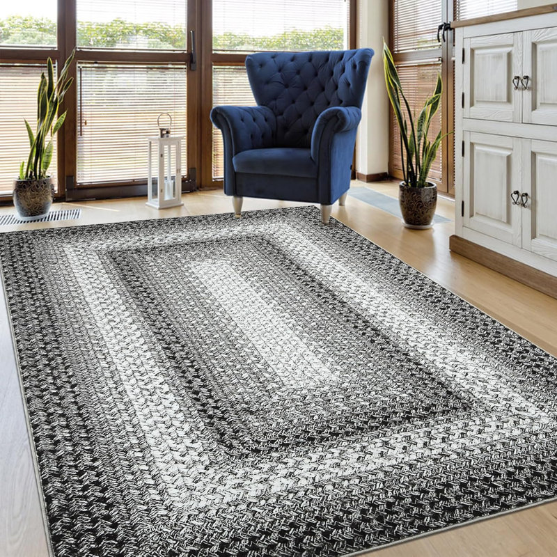 Tapis décoratif décoratif à motif tressé Boho , Rectangle 4pi x 6 pi