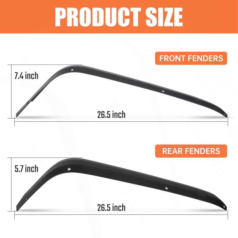 Front & Rear Fender Flares Compatible With 2007-2018 Jeep Wrangler JK JKU, Off-Road Wheel Flares Liner 4 PCS