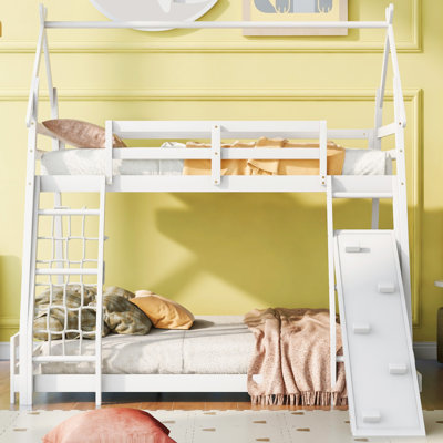 Twin Over Queen House Bunk Bed With Climbing Nets And Climbing Ramp -  Harper Orchard, 4E1BEEA2459D4D3382E31CF236F8F10E