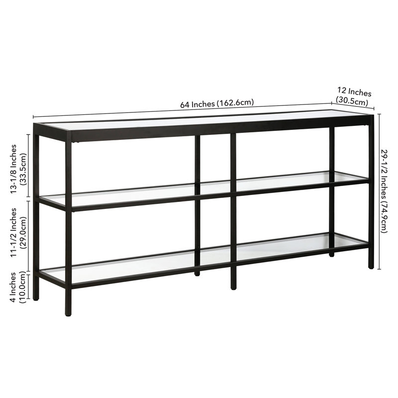 Alexis 162.6cm Glass Top Console Table, Blackened Bronze