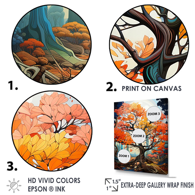 «Maple Tree Neon Vibrancy» sur toile, Cadre flottant naturel, H 40 po x l 30 po x P 1,5 po