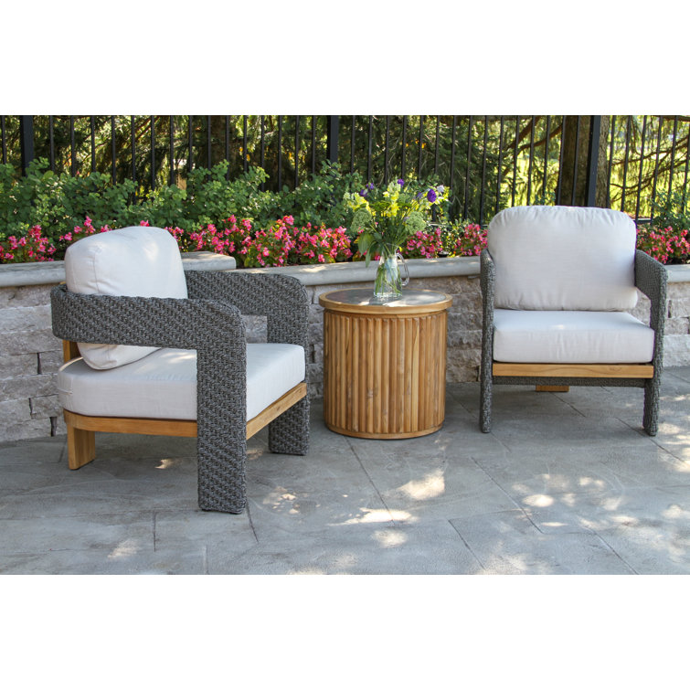 3 Pc. Modern Wicker Seating Group With Sintered Stone Accent Table