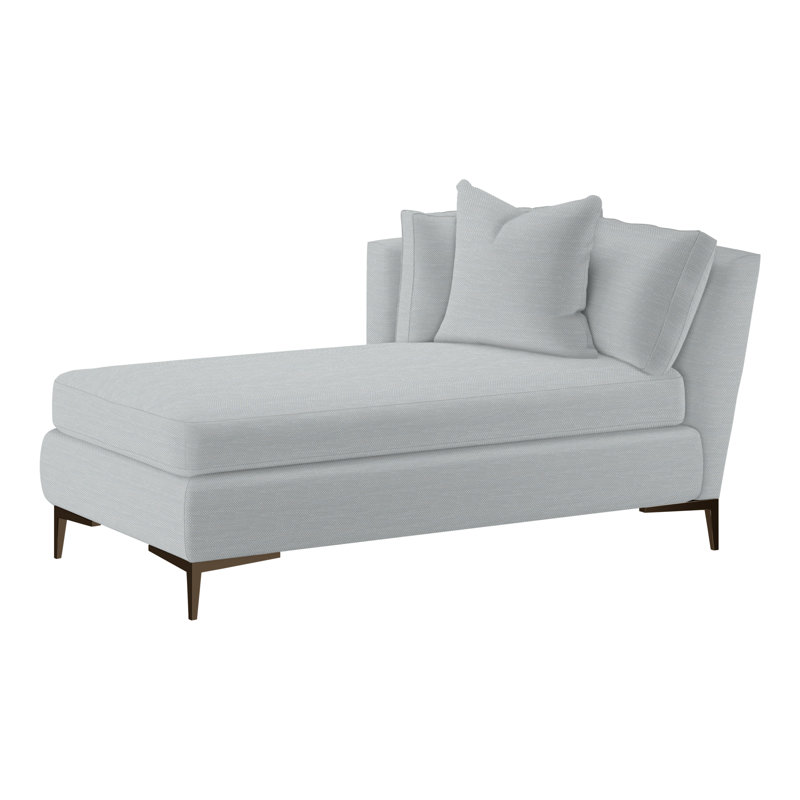 Chaise longue rembourrée Aiden, Orienté à gauche (vu de face), Perigold Tres Chic bleu glacier, Bronze Antique
