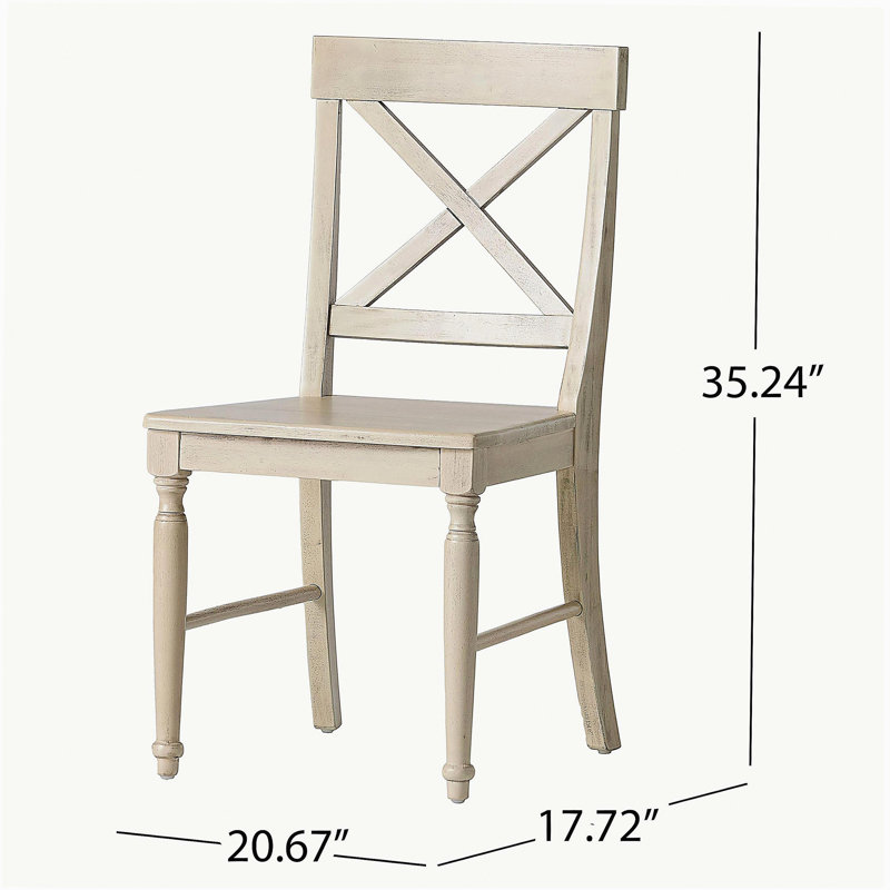 Ensemble de chaises de salle à manger en bois d'acacia, 2 pièces, blanc antique, Blanc antique