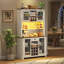 70,9 po Armoire de rangement pour garde-manger rustique, huche de cuisine avec prises à DEL et armoire à vin avec portes et tablettes, blanc-51629857