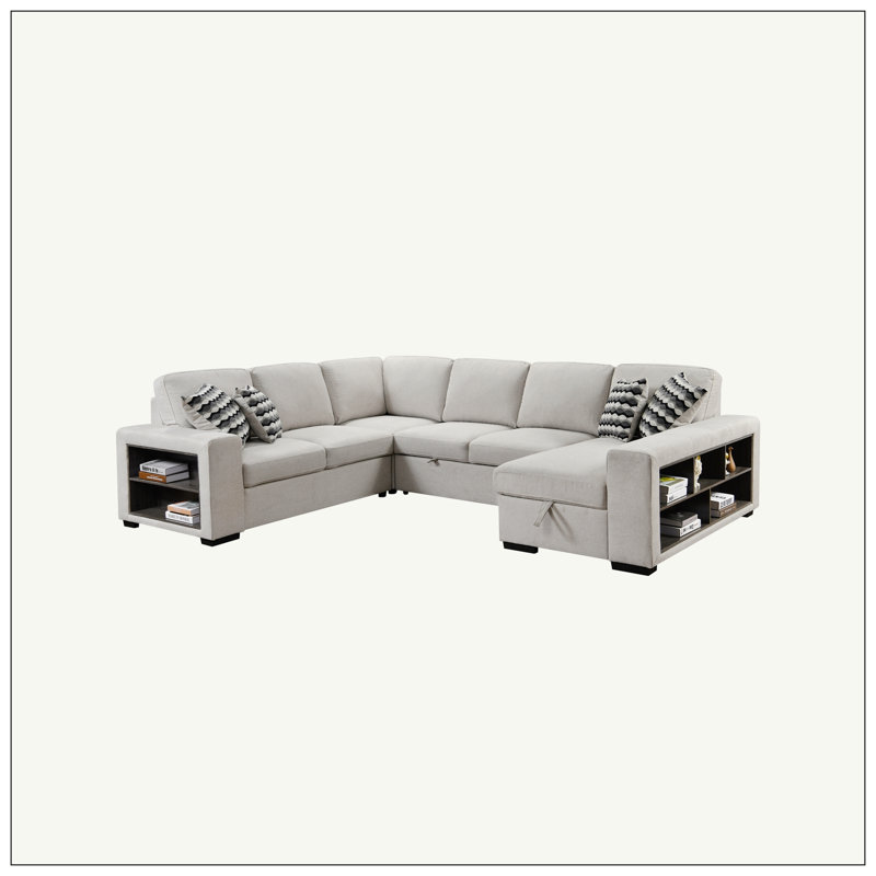 Canapé modulaire rembourré 5 pièces Xareni, Velours beige