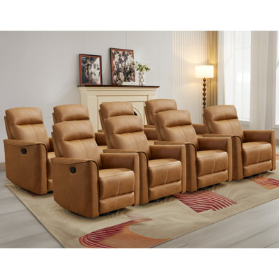 31.5" Wide Modern Upholstered Soft Cushioned Glider Rocker Manual Recliner Home Theatre Seating (Set of 8)