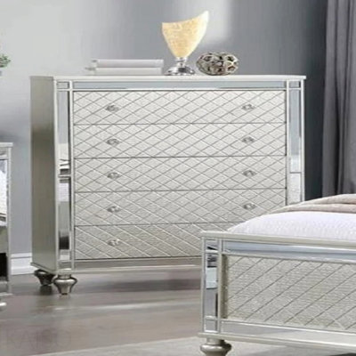 Commode de chambre à coucher à 5 tiroirs 1 pièce Glam