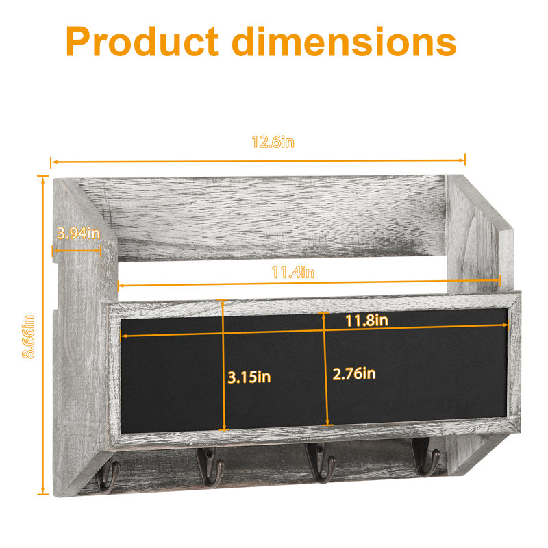 Blackboard Mail Slot Wall Hanger Gray