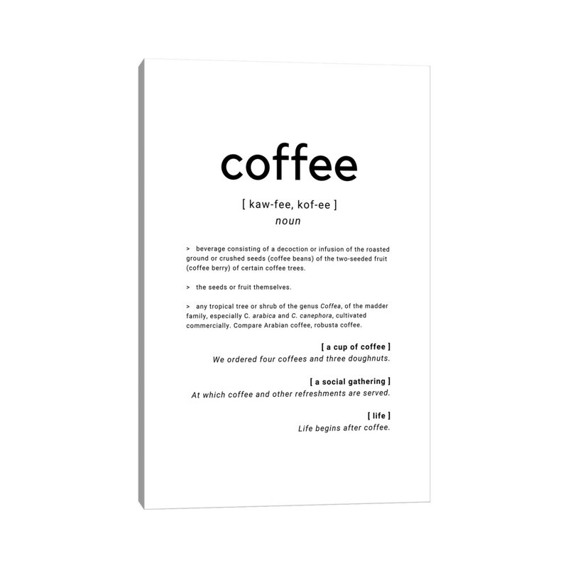 Définition du café - citation, H 40 po x l 26 po x P 1,5 po