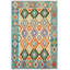Tapis beige / bleu / rouille en laine noué à la main de style sud-ouest rectangulaire 5 pi x 6 pi Dunmire