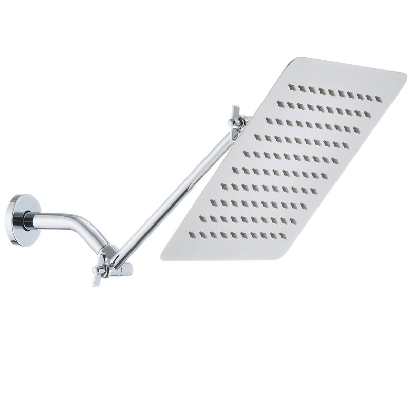 10" Square Showerhead - Stainless Steel, Hygienic Design Steel Rainfall Shower Head With Fine Spray, Silver