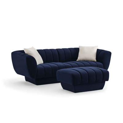 Charlotte 224Cm Velvet Rolled Arms Chesterfield Sofa