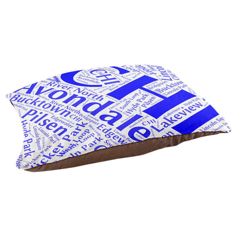 Coussin de chien « districts », Moyen (H 9,5 po x l 28 po x P 18 po), Chicago, Bleu