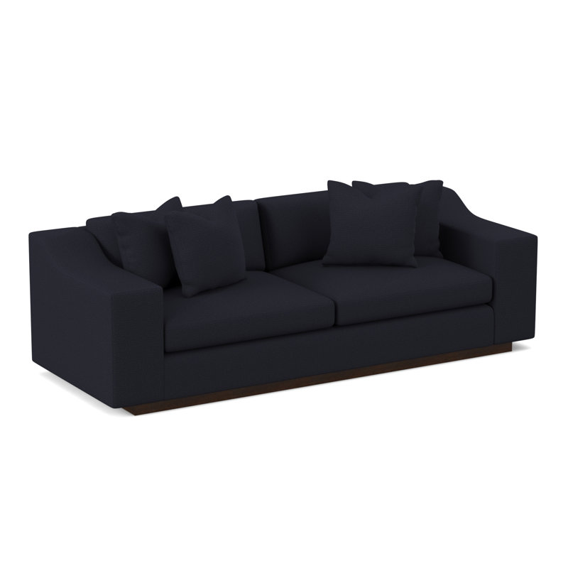 Canapé Barrett, Noyer noir, 100 % polyester bleu marine Venise