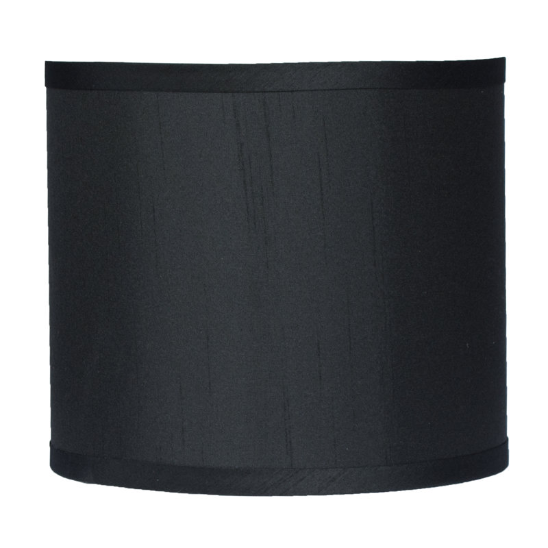 Ganya Silk Drum Lamp Shade, Black, 10" H x 12" W x 12" D