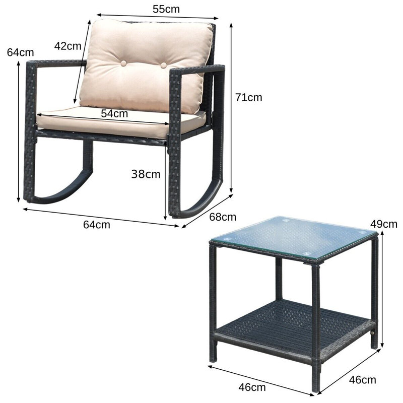 Irie 2 - Person Wicker Patio Dining Set with Square Table , Cushions Included