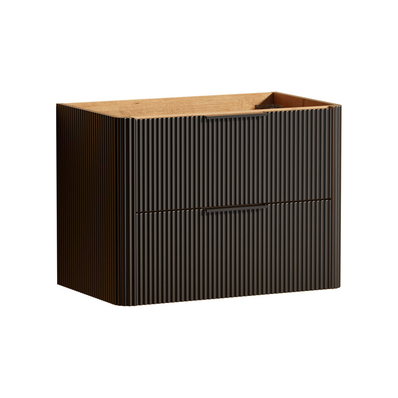 Meuble-lavabo simple de 76 cm (30 po) seulement, meuble suspendu avec garniture en bois cannelé et surface peinte résistante à l'eau